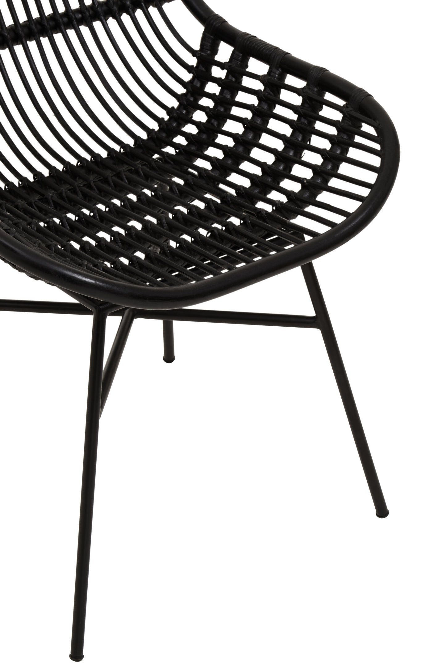 Napa Black Curved Rattan Boho Accent Chair