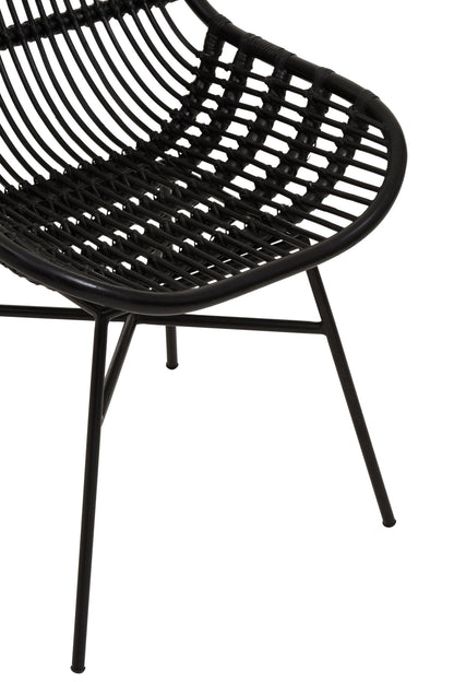Napa Black Curved Rattan Boho Accent Chair