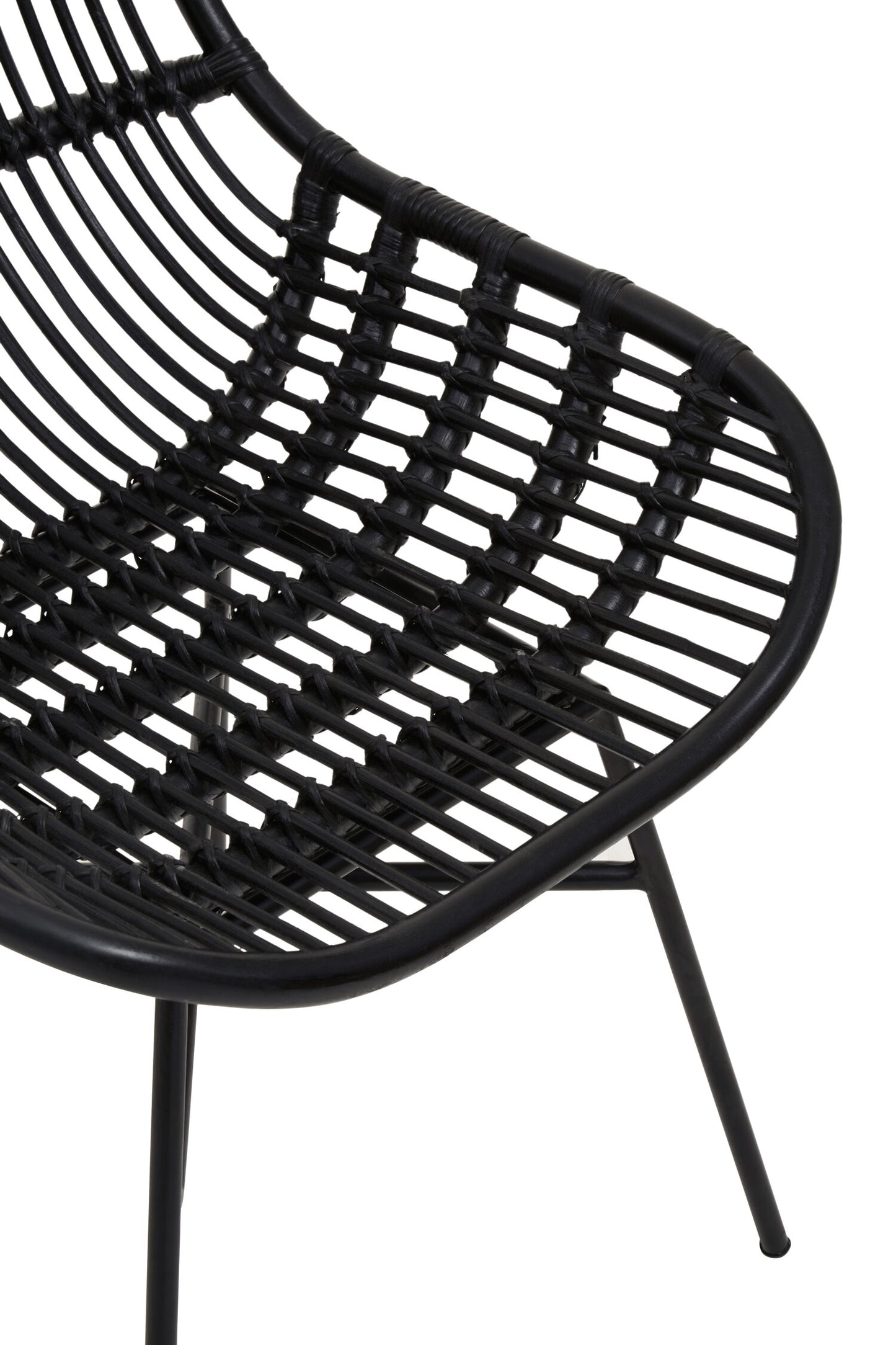 Napa Black Curved Rattan Boho Accent Chair