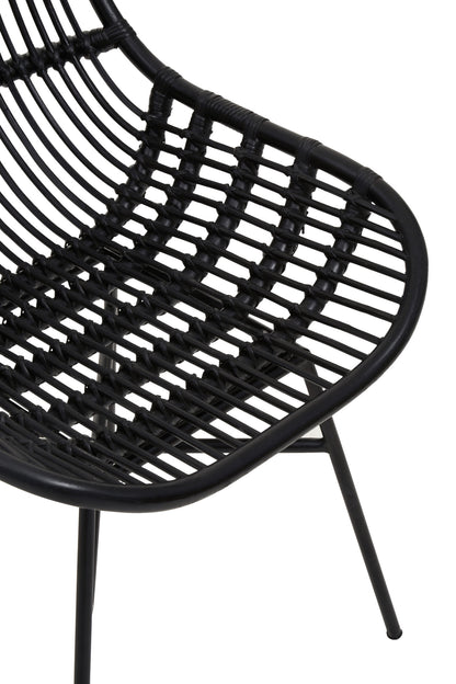 Napa Black Curved Rattan Boho Accent Chair