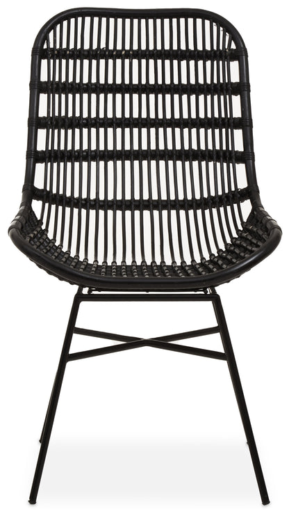 Napa Black Curved Rattan Boho Accent Chair | Bali & Blue