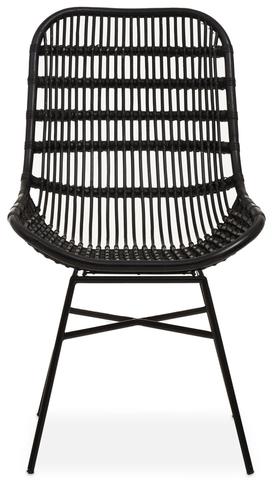Napa Black Curved Rattan Boho Accent Chair | Bali & Blue