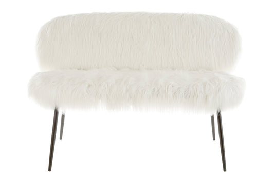 Angelina Faux Fur Two Seater Sofa With Black Legs