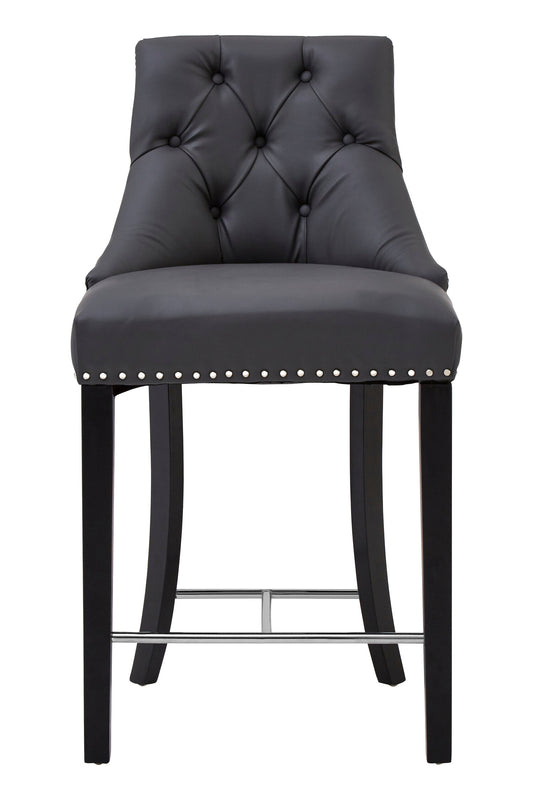Loxton Grey Faux Leather Bar Stool