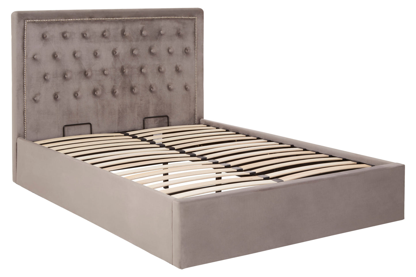 Aristos Grey Velvet Double Ottoman Bed
