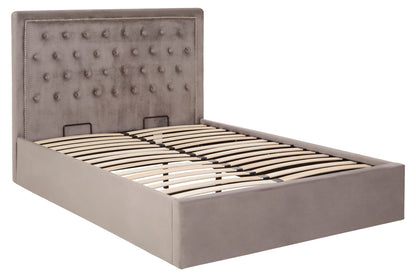 Aristos Grey Velvet Double Ottoman Bed