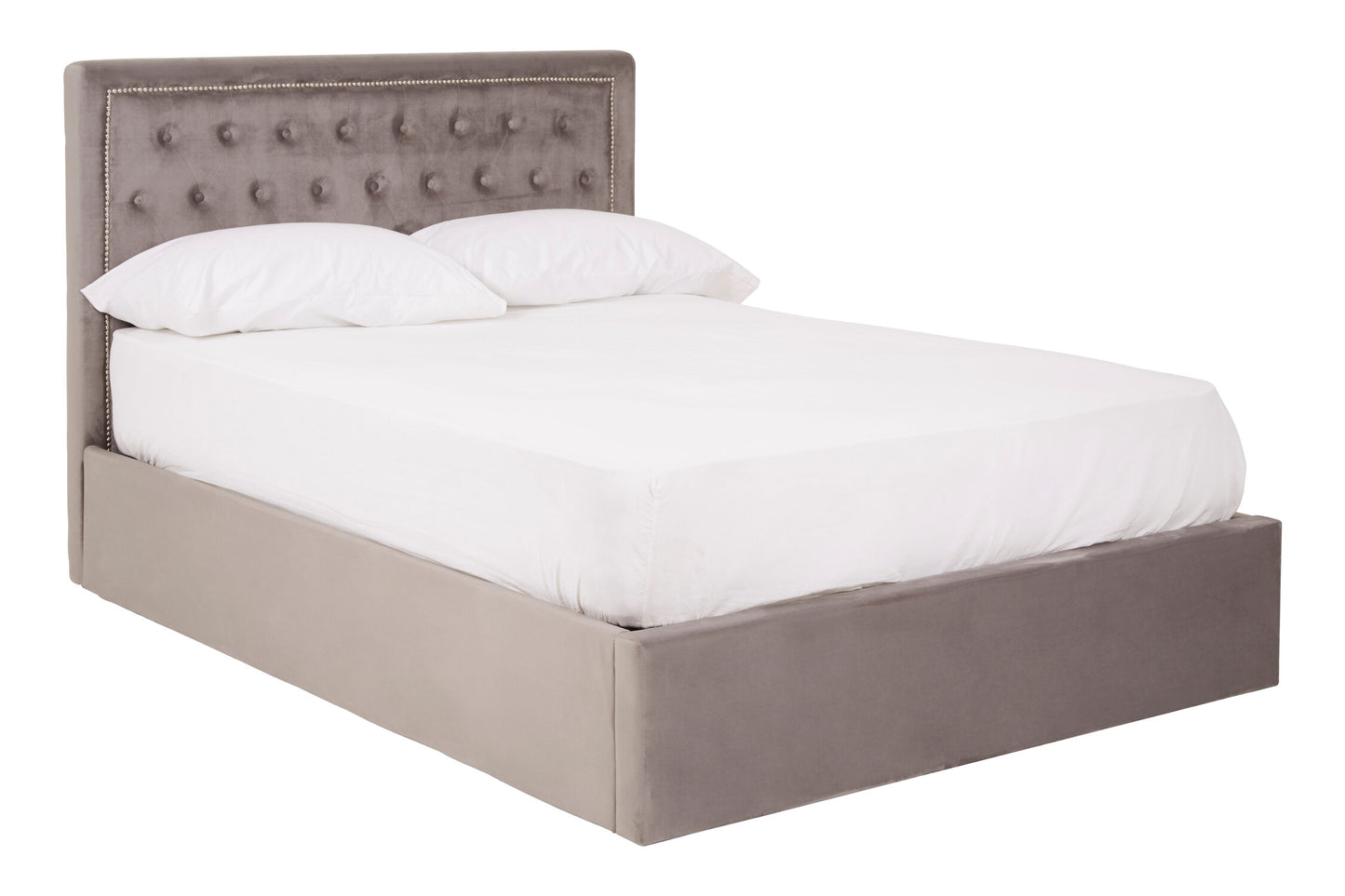 Aristos Grey Velvet Double Ottoman Bed