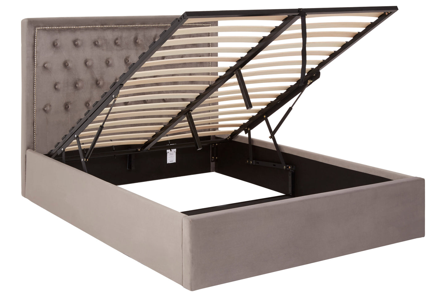 Aristos Grey Velvet Double Ottoman Bed