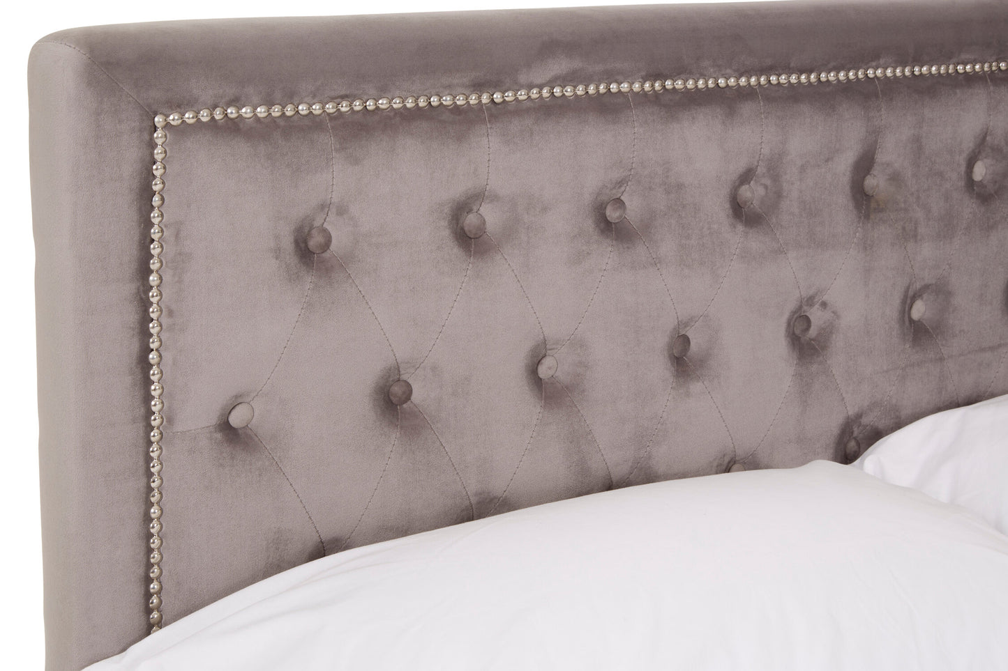 Aristos Grey Velvet Double Ottoman Bed