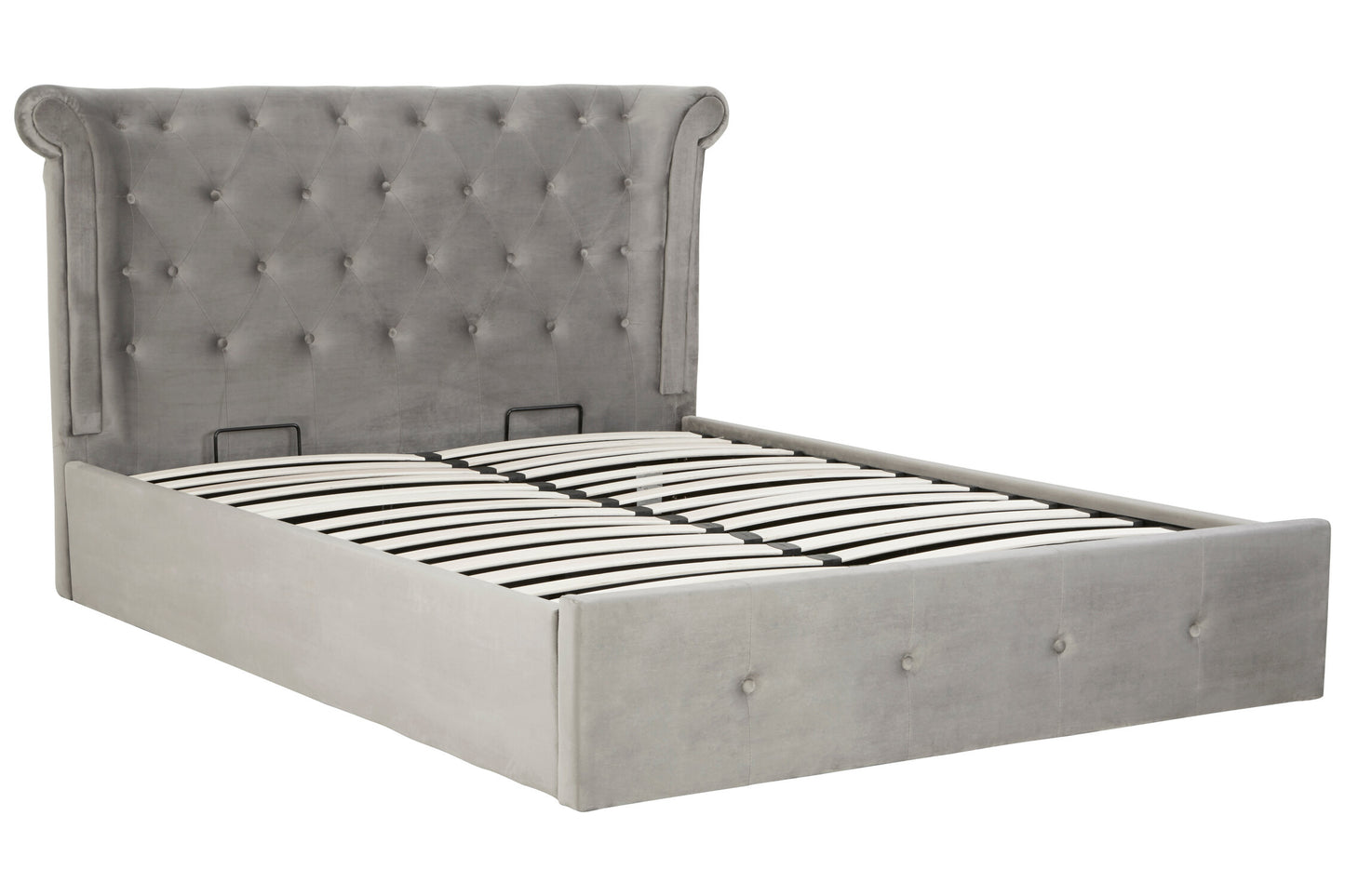 Enola Grey Brushed Velvet King Ottoman Bed