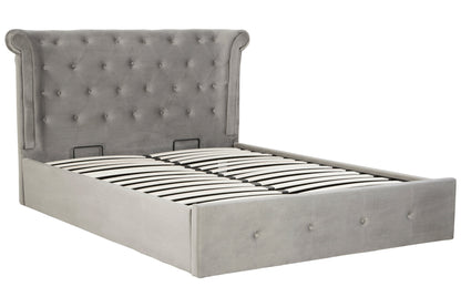 Enola Grey Brushed Velvet King Ottoman Bed