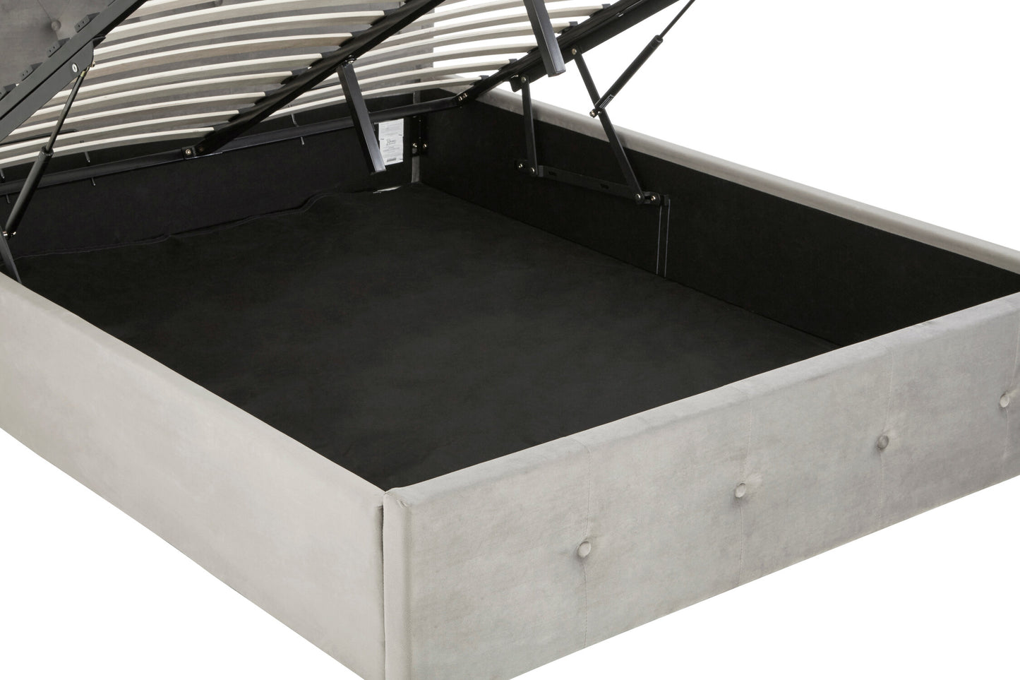 Enola Grey Brushed Velvet King Ottoman Bed