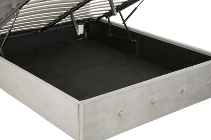 Enola Grey Brushed Velvet King Ottoman Bed