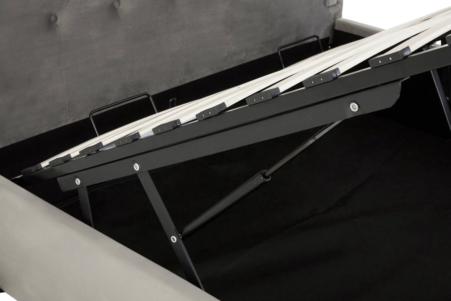 Enola Grey Brushed Velvet King Ottoman Bed