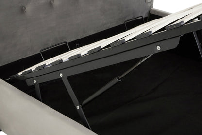 Enola Grey Brushed Velvet King Ottoman Bed