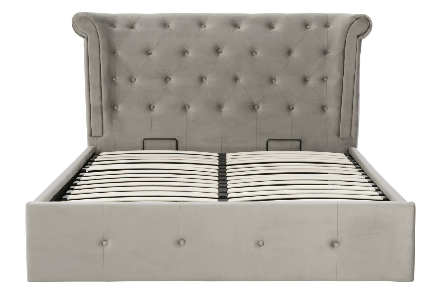 Enola Grey Brushed Velvet King Ottoman Bed