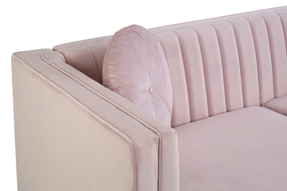 Faith Pink Three Seater Velvet Sofa