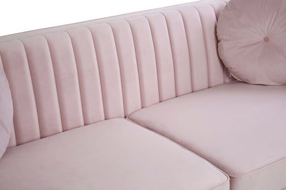 Faith Pink Three Seater Velvet Sofa