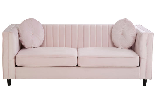 Faith Pink Three Seater Velvet Sofa