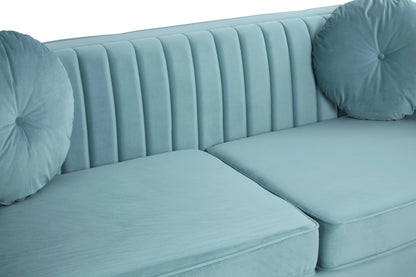 Faith Pastel Green Three Seater Velvet Sofa