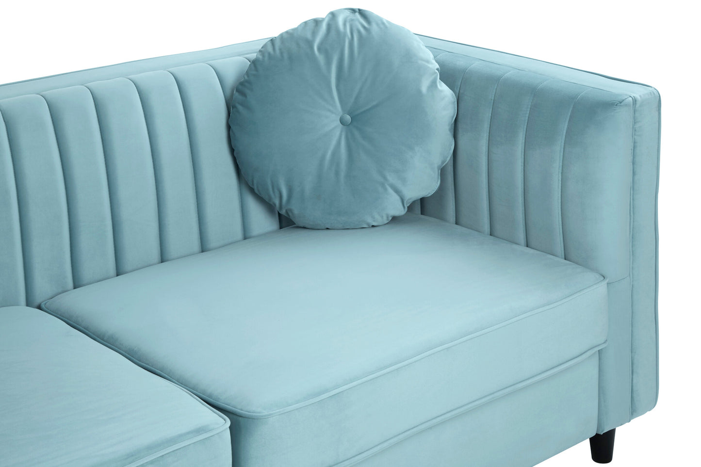 Faith Pastel Green Three Seater Velvet Sofa