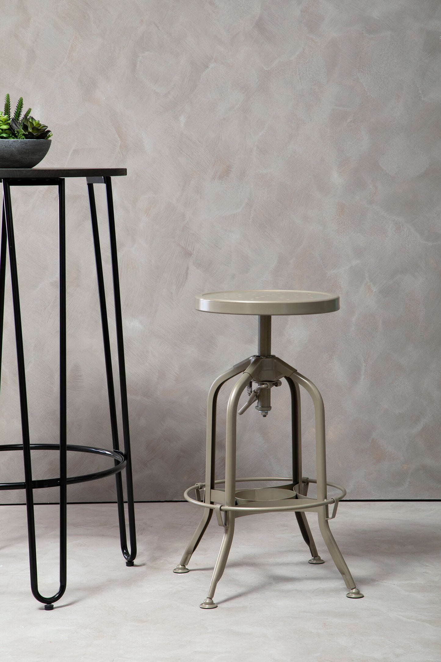 Cannes Champagne Industrial Adjustable Bar Stool