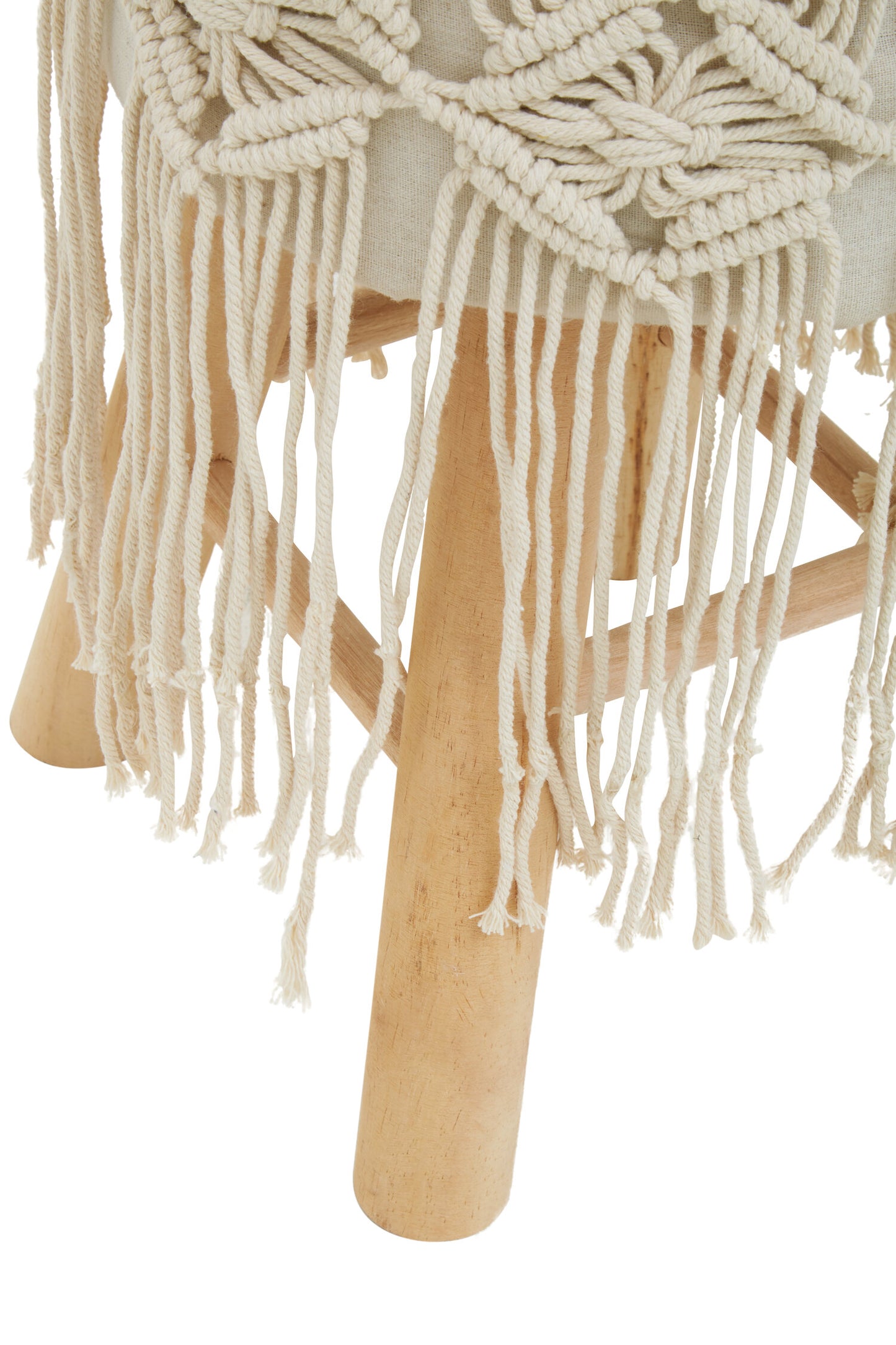 Gigi Natural Wood Boho Woven Seat Footstool