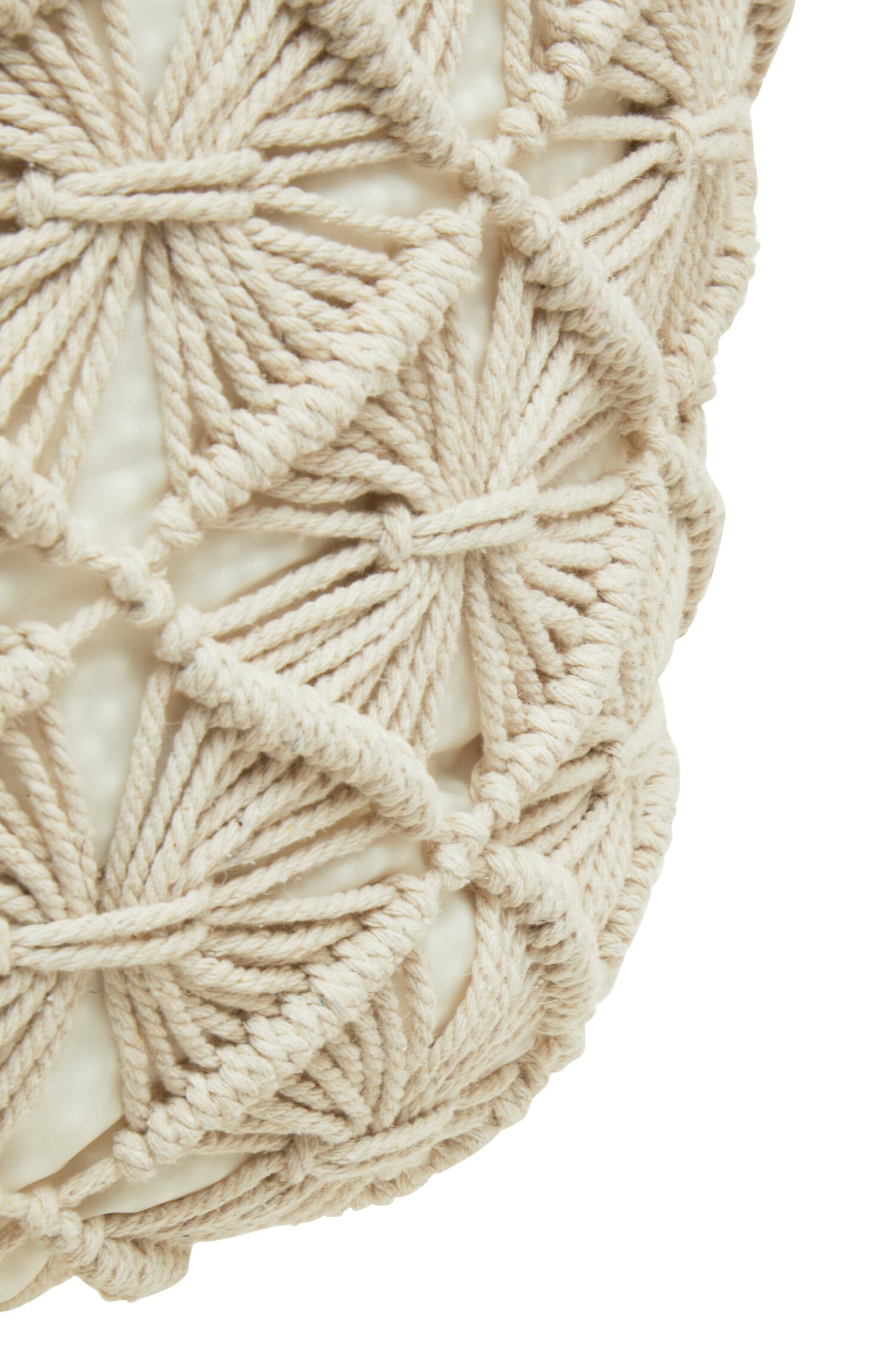 Gigi Off White Knitted Boho Pouffe