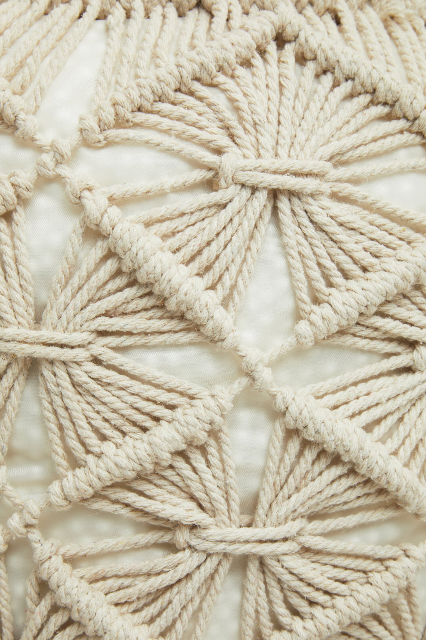 Gigi Off White Knitted Boho Pouffe