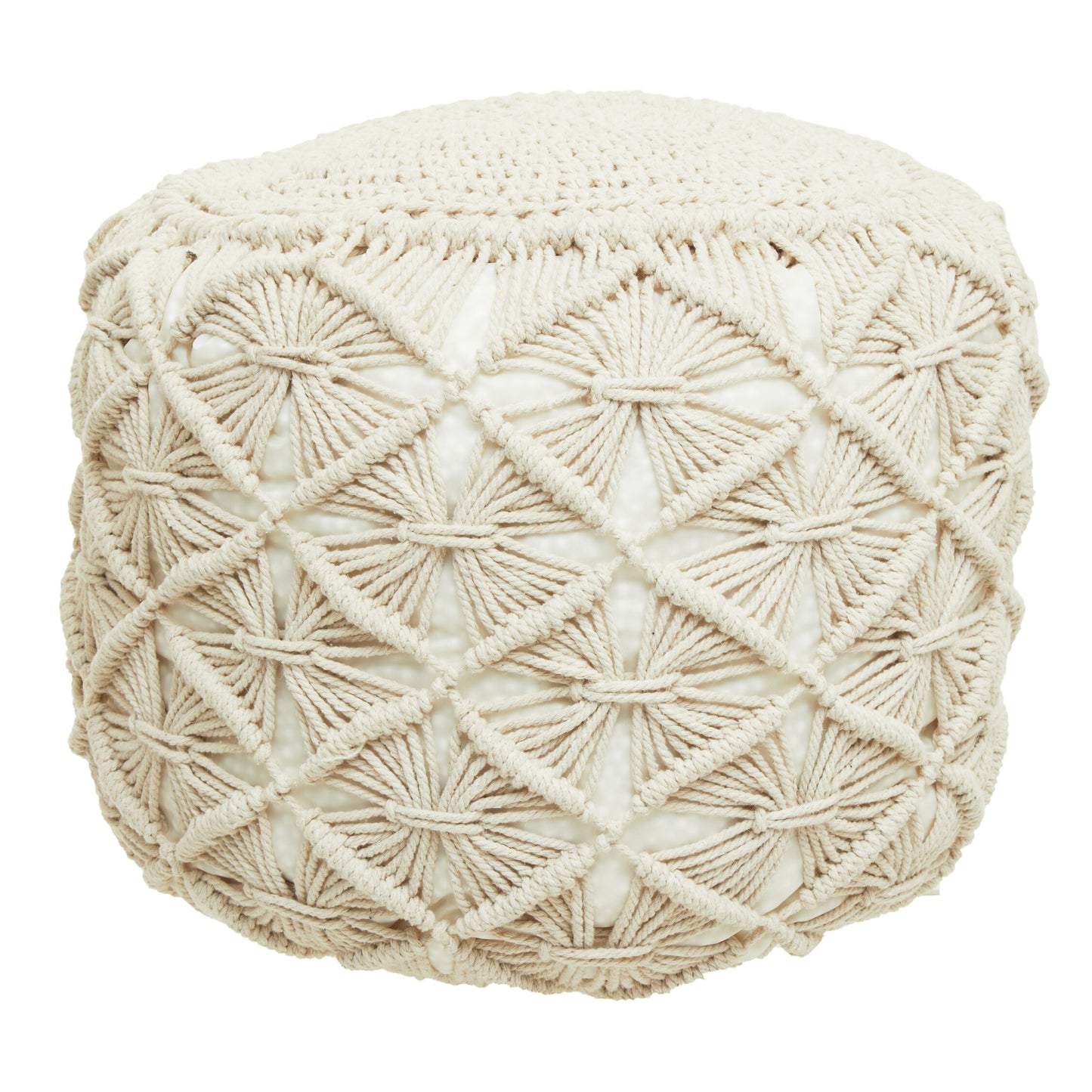 Gigi Off White Knitted Boho Pouffe | Bali & Blue