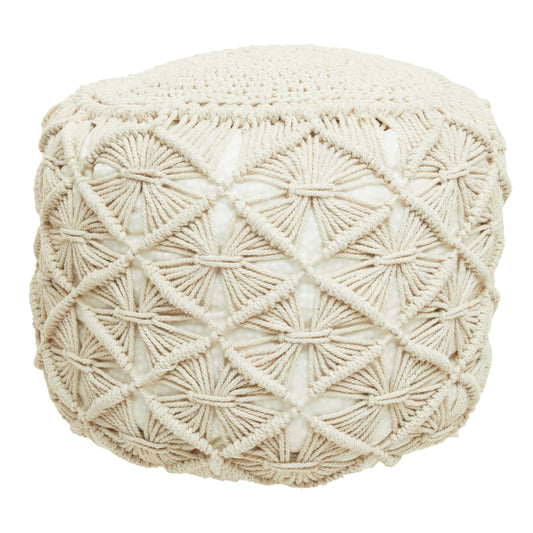 Gigi Off White Knitted Boho Pouffe | Bali & Blue