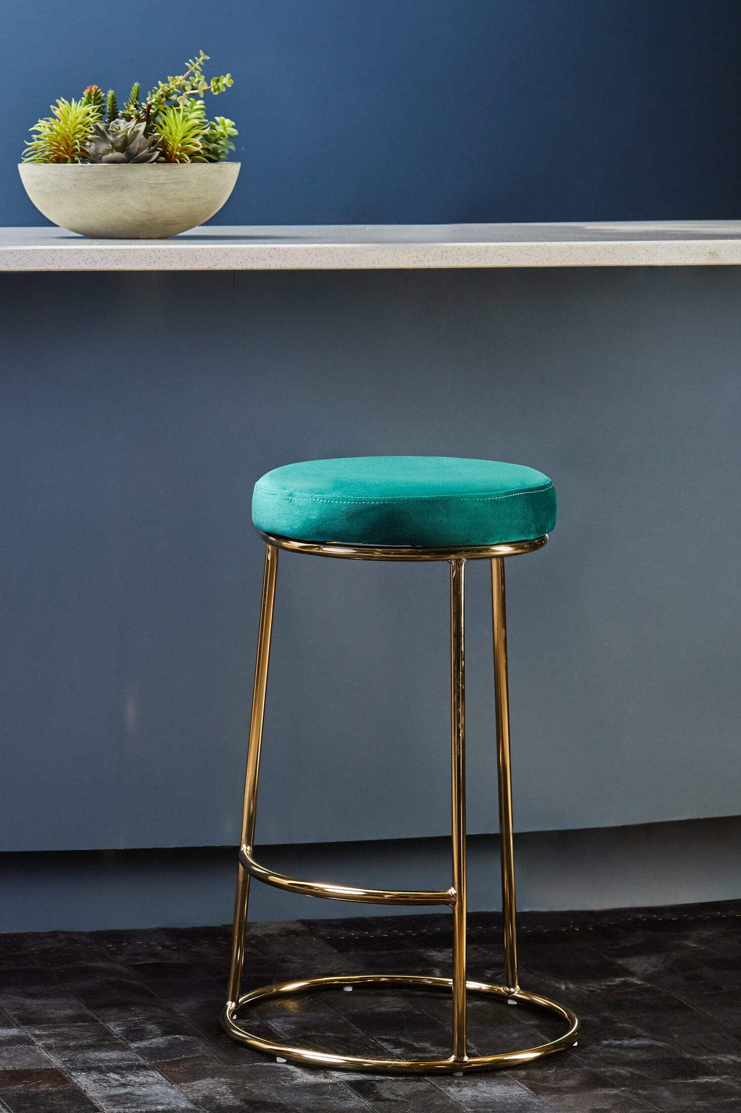 Mayfair Green Velvet Luxe Bar Stool