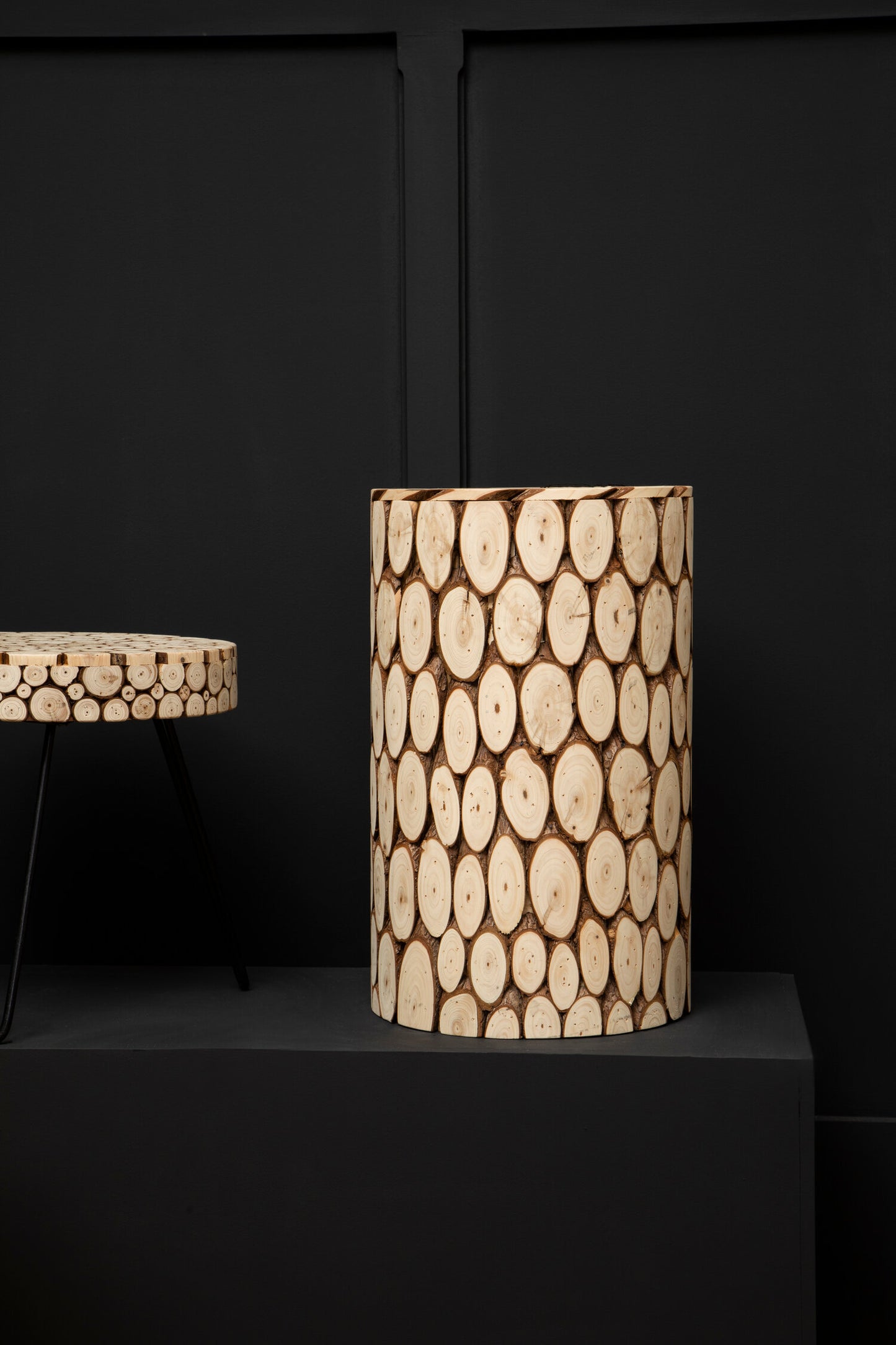 Rainforest Rustic Fir Wood Side Table Stool