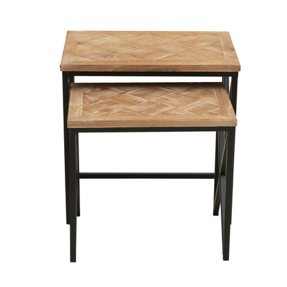 Alexander Parquet Fir Wood Set Of 2 Nesting Tables