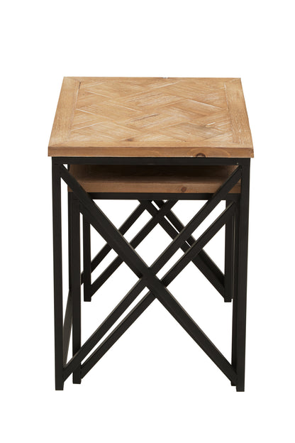 Alexander Parquet Fir Wood Set Of 2 Nesting Tables