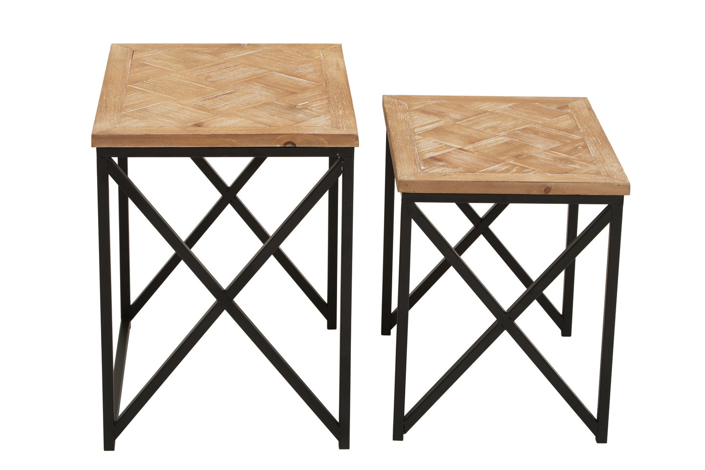 Alexander Parquet Fir Wood Set Of 2 Nesting Tables