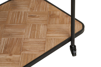 Alexander Parquet Fir Wood Industrial Bar Trolley