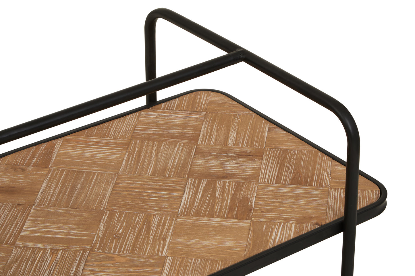 Alexander Parquet Fir Wood Industrial Bar Trolley