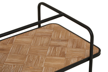 Alexander Parquet Fir Wood Industrial Bar Trolley