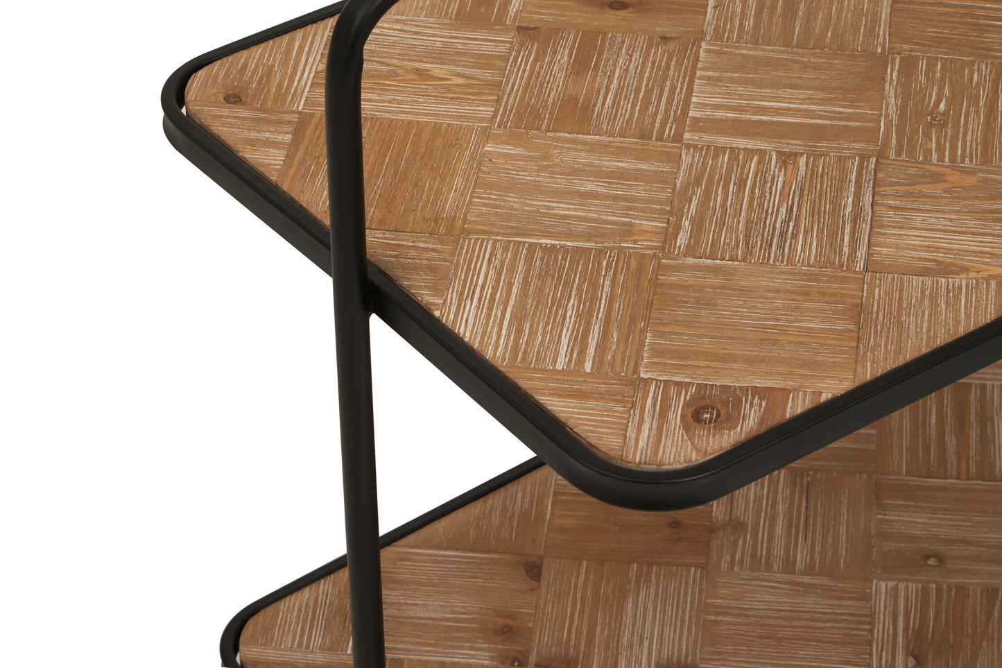 Alexander Parquet Fir Wood Industrial Bar Trolley
