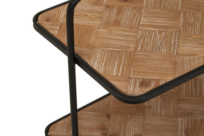 Alexander Parquet Fir Wood Industrial Bar Trolley