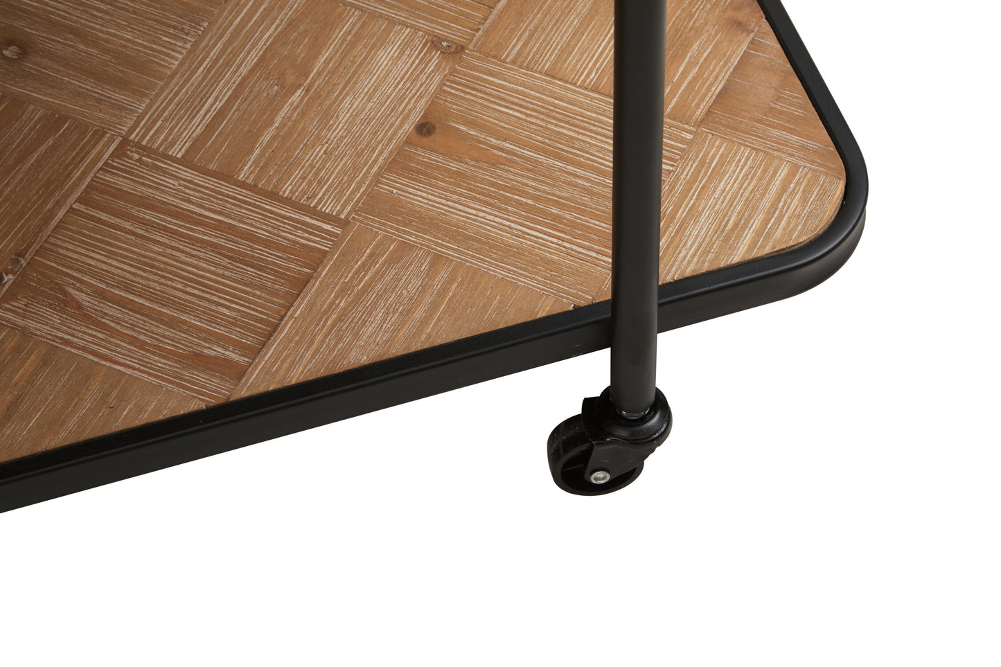Alexander Parquet Fir Wood Industrial Bar Trolley