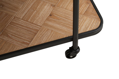 Alexander Parquet Fir Wood Industrial Bar Trolley