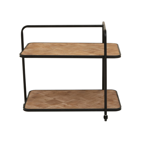 Alexander Parquet Fir Wood Industrial Bar Trolley | Bali & Blue