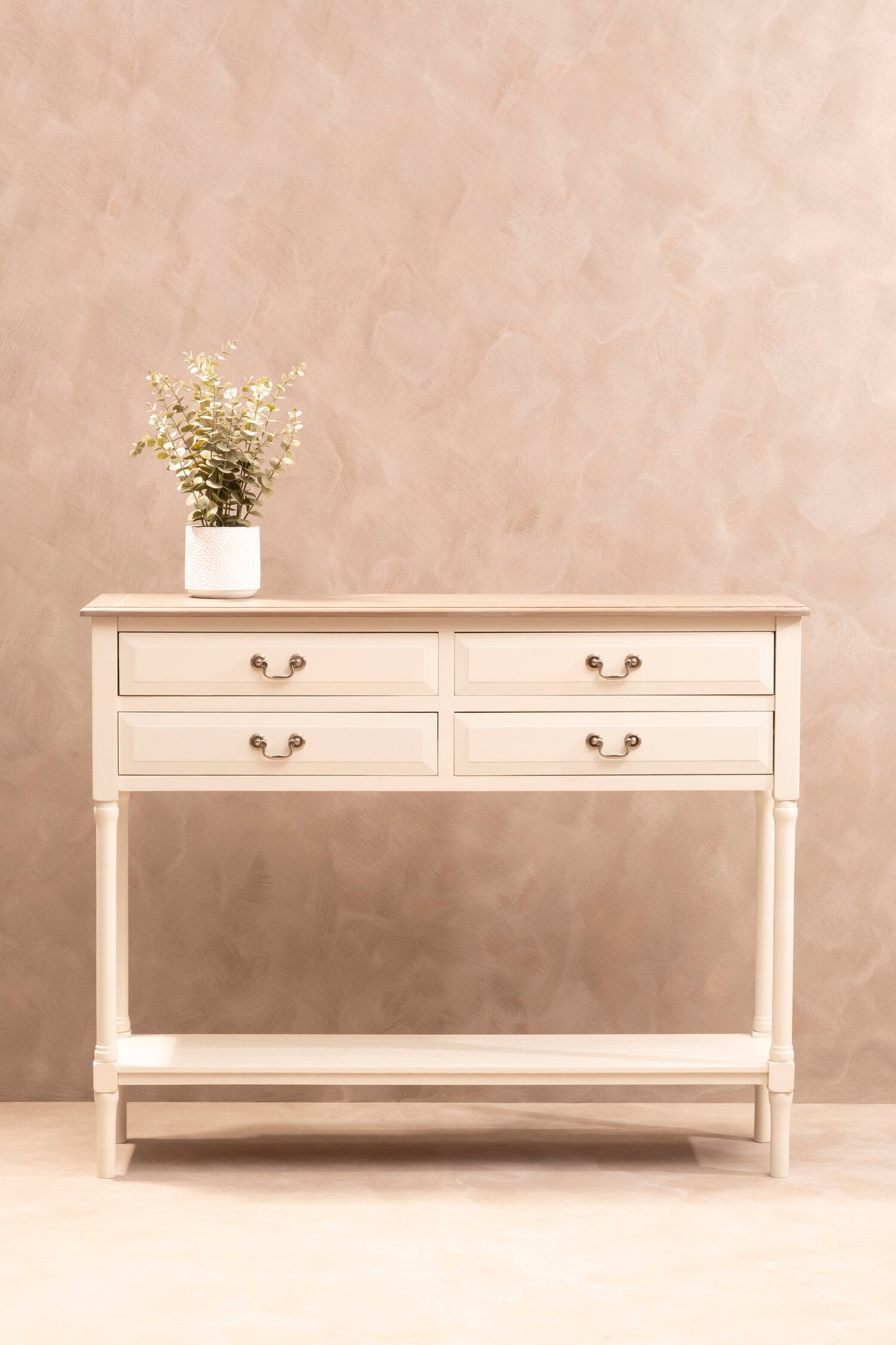 Cambridge 4 Drawer White Console Table