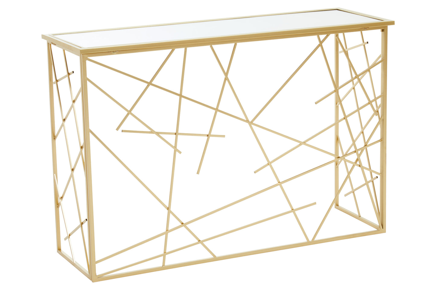 Dubai Industrial Gold Console Table with Mirror Top