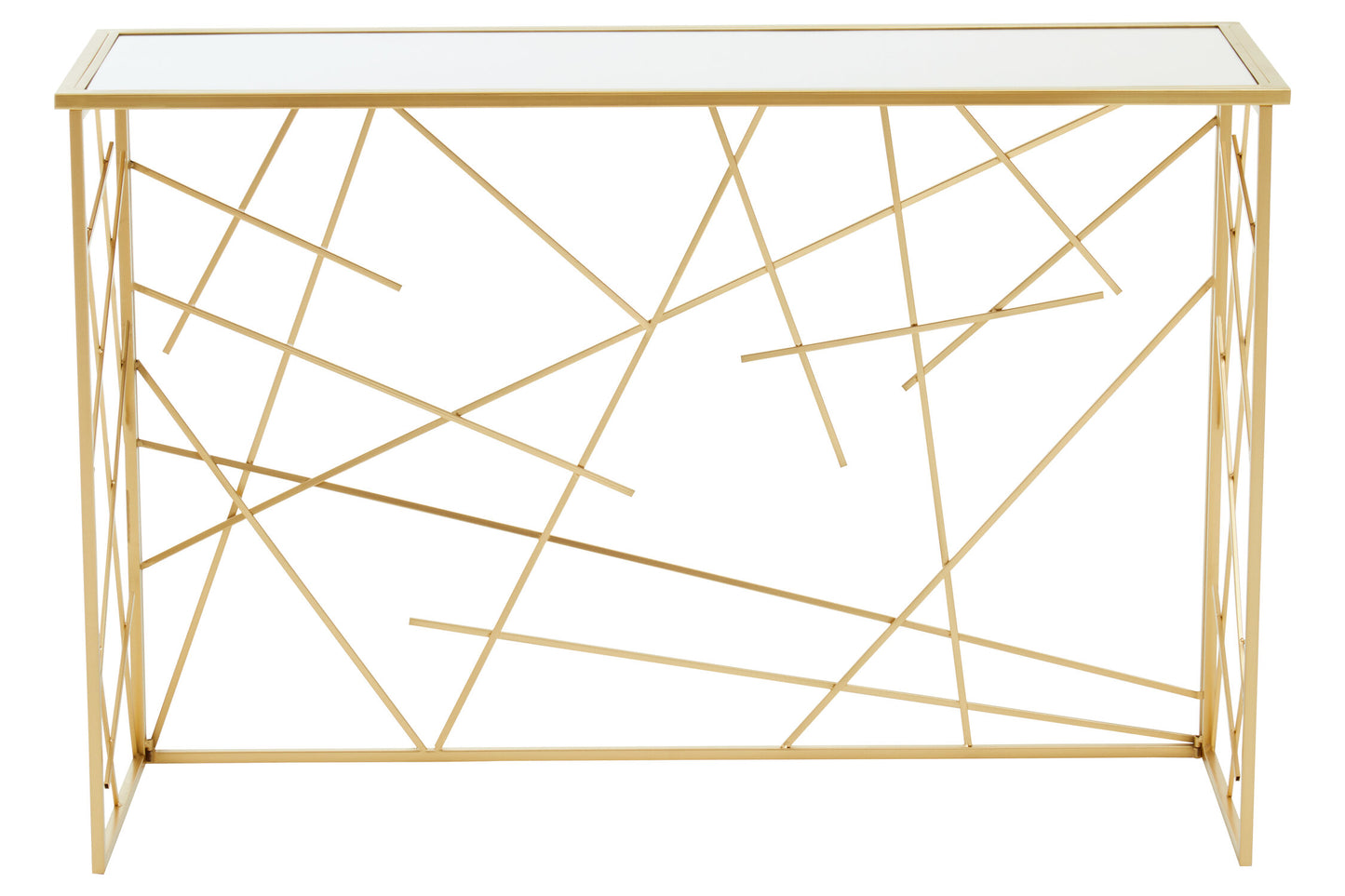 Dubai Industrial Gold Console Table with Mirror Top | Bali & Blue
