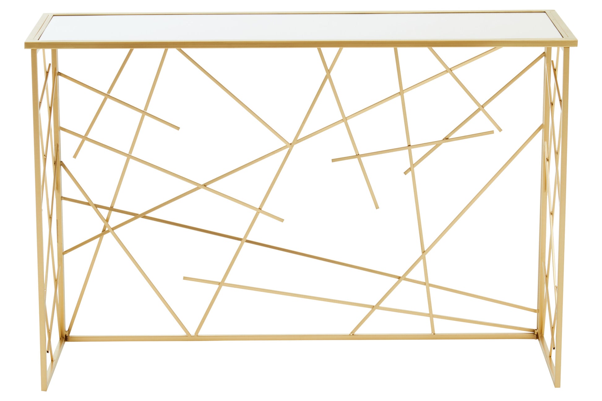 Dubai Industrial Gold Console Table with Mirror Top | Bali & Blue