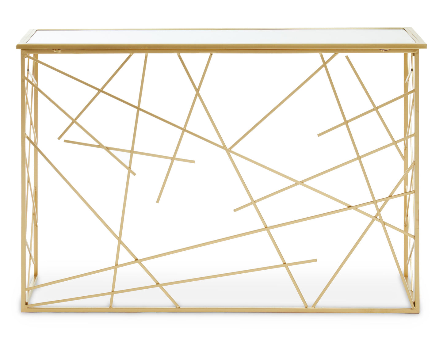 Dubai Industrial Gold Console Table with Mirror Top
