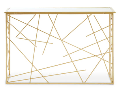 Dubai Industrial Gold Console Table with Mirror Top